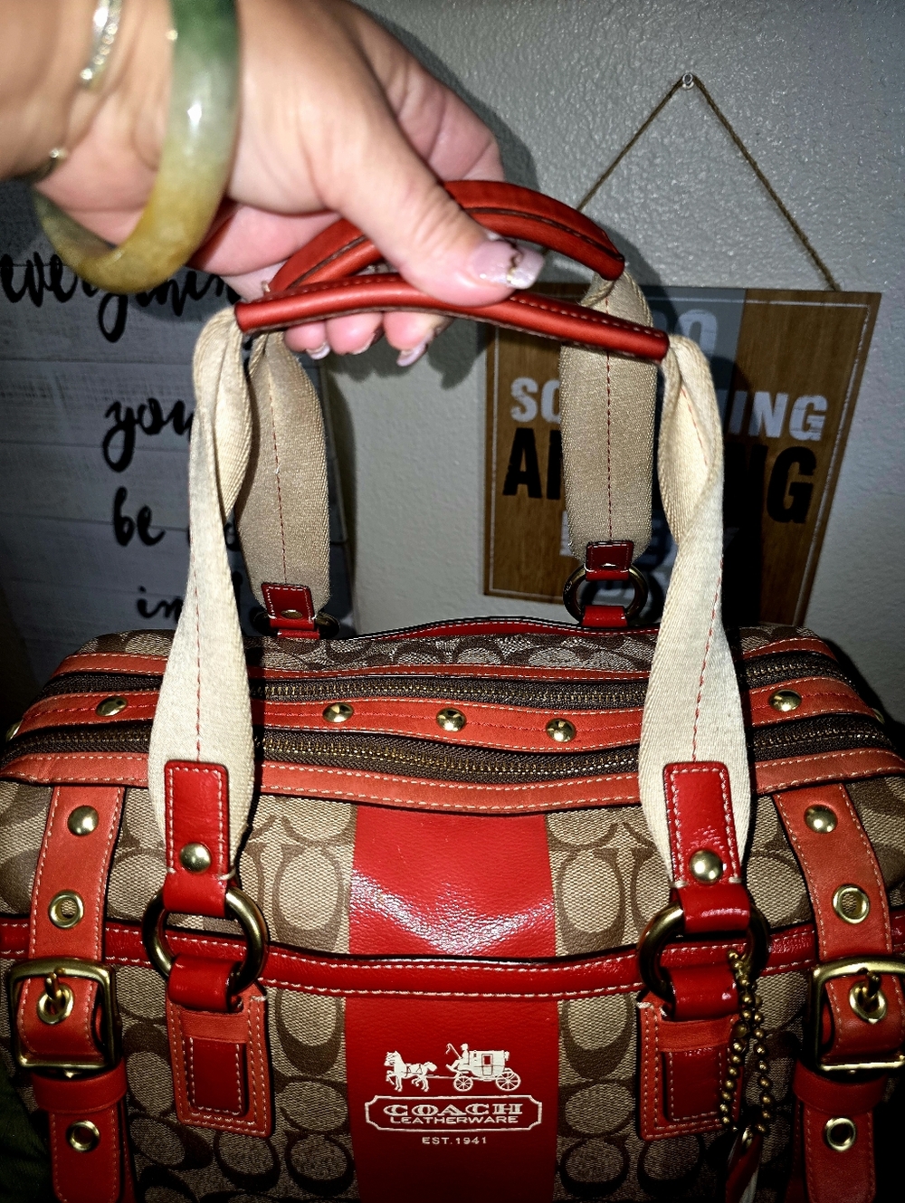 Coach Heritage Stripe XL Zip Satchel - Picture 2 of 15